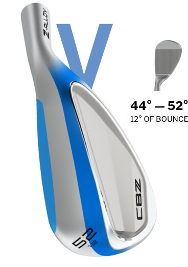 V-Shaped Sole: 44°–52° - 12° of Bounce