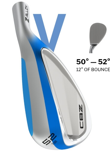 V-Shaped Sole: 50°–52° - 12° of Bounce