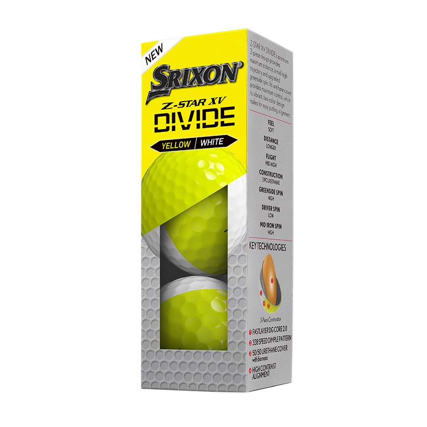 Z-STAR XV DIVIDE Golf Balls,White / Tour Yellow image number null